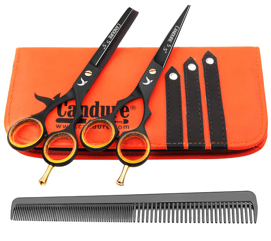 CANDURE Candure Hairdressing Cutting Scissors Barber and Thinning Salon Shears Set 5.5 inch