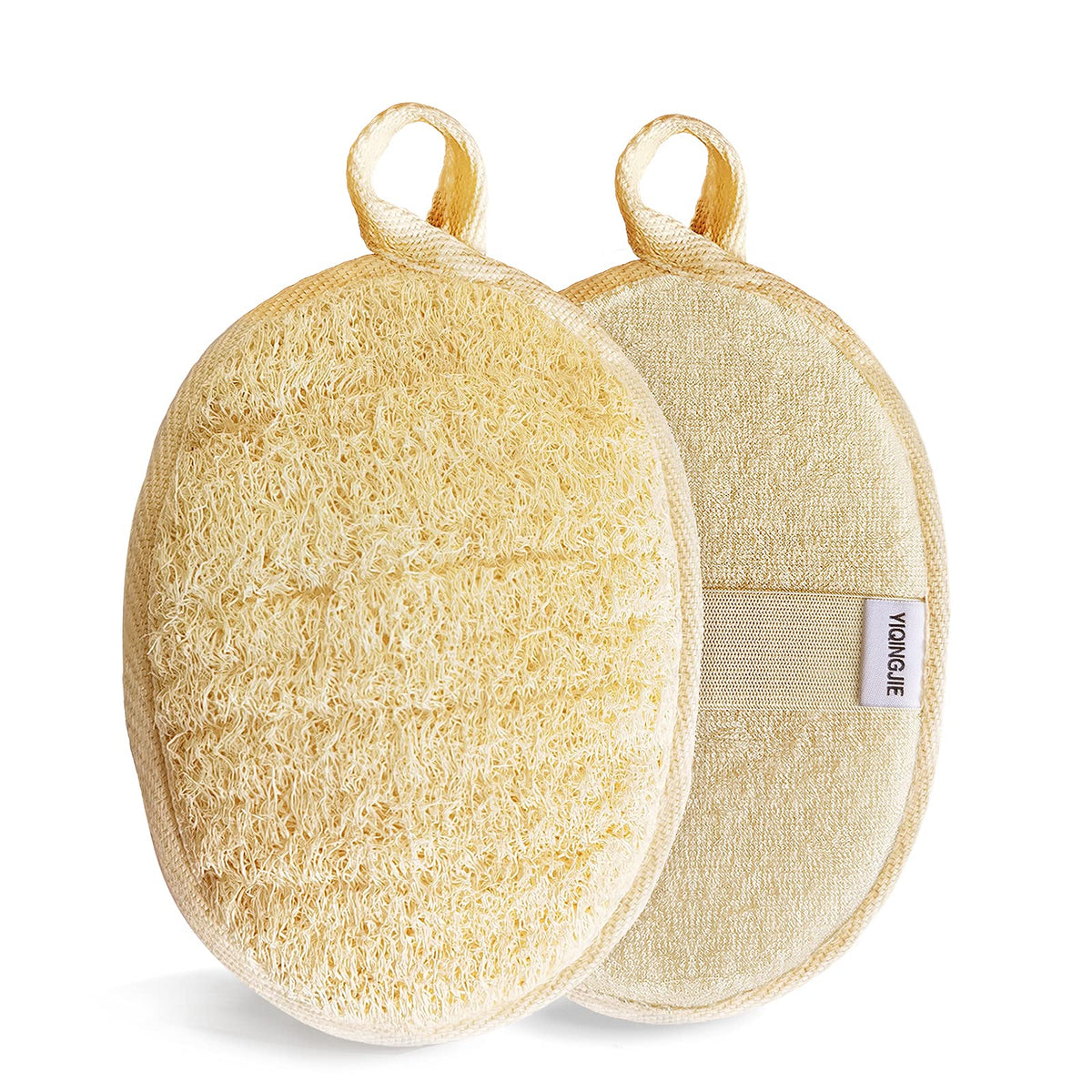 YIQINGJIE Natural Loofah Sponge Exfoliating Body Scrubber,2 Pack