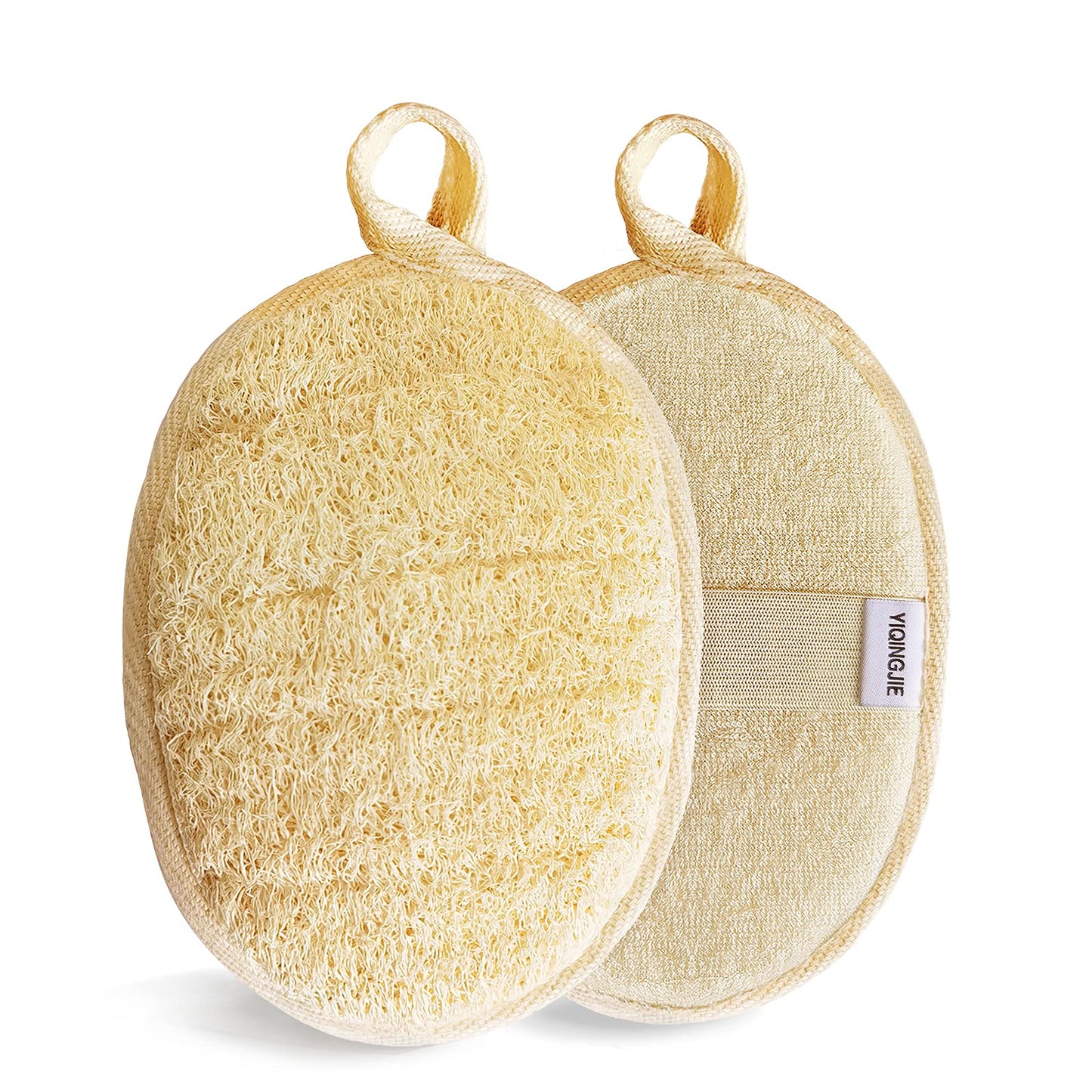 YIQINGJIE Natural Loofah Sponge Exfoliating Body Scrubber,2 Pack
