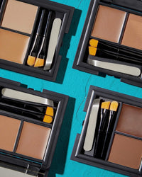 Sleek MakeUP Brow Kit, Brow Wax and Powder Kit with Tweezers and 2 Brushes, Define and Sculpt Brow with a Trazel Size Kit, Extra Dark