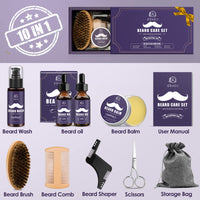 KHOLEZ Beard Grooming Kit, Beard Growth Kit w/2 Beard Oil/Beard Wash/Beard Balm/Beard Comb/Beard Brush/Scissors/Beard Shaper,Storage Bag,Beard Care & Trimming Kit Beard Kit Father's Day Gifts for Men Him