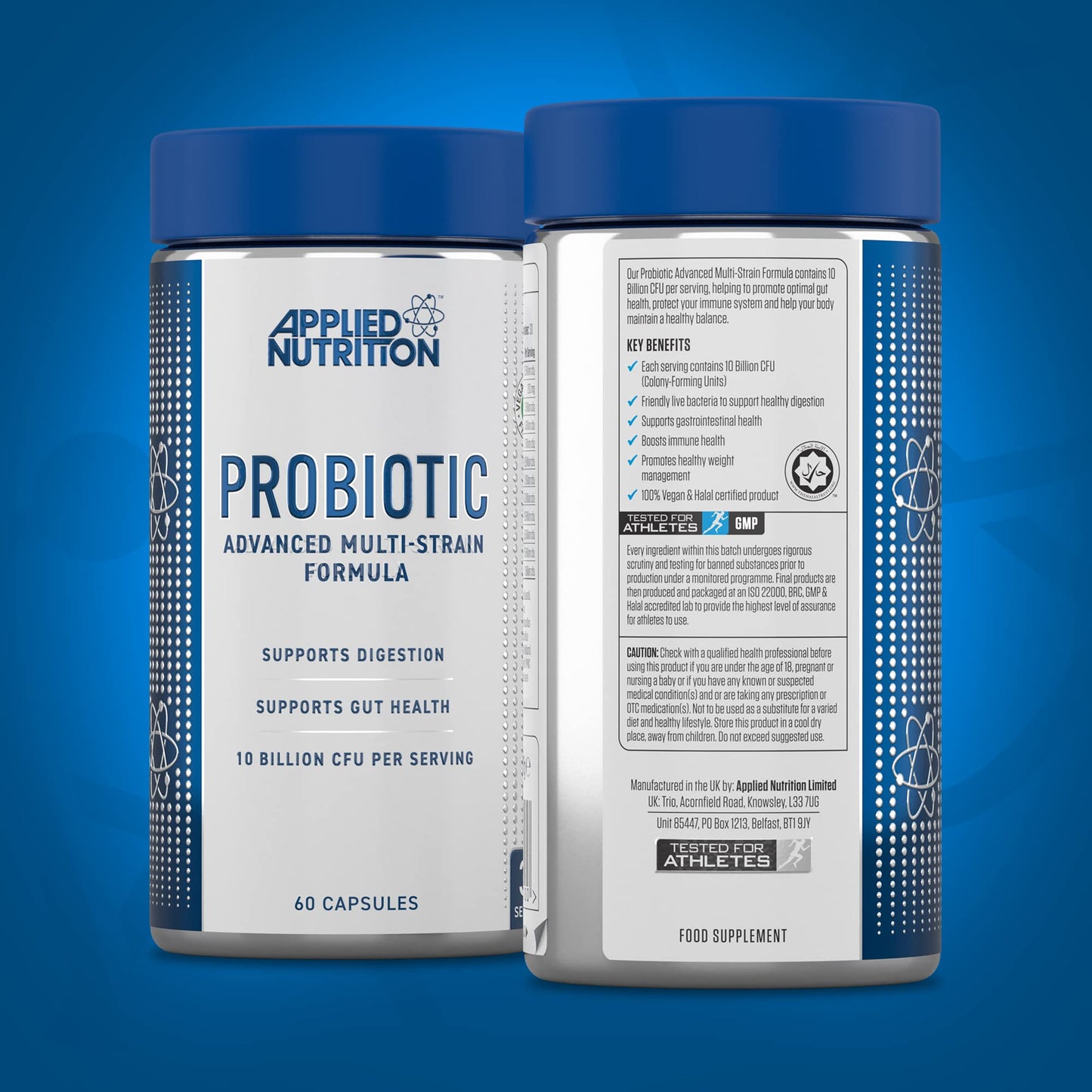 Applied Nutrition Probiotics - Probiotic Complex for Gut Health, Supports Digestion, 10 Billion CFU per Serving, Vegan Supplement (60 Capsules - 30 Servings)