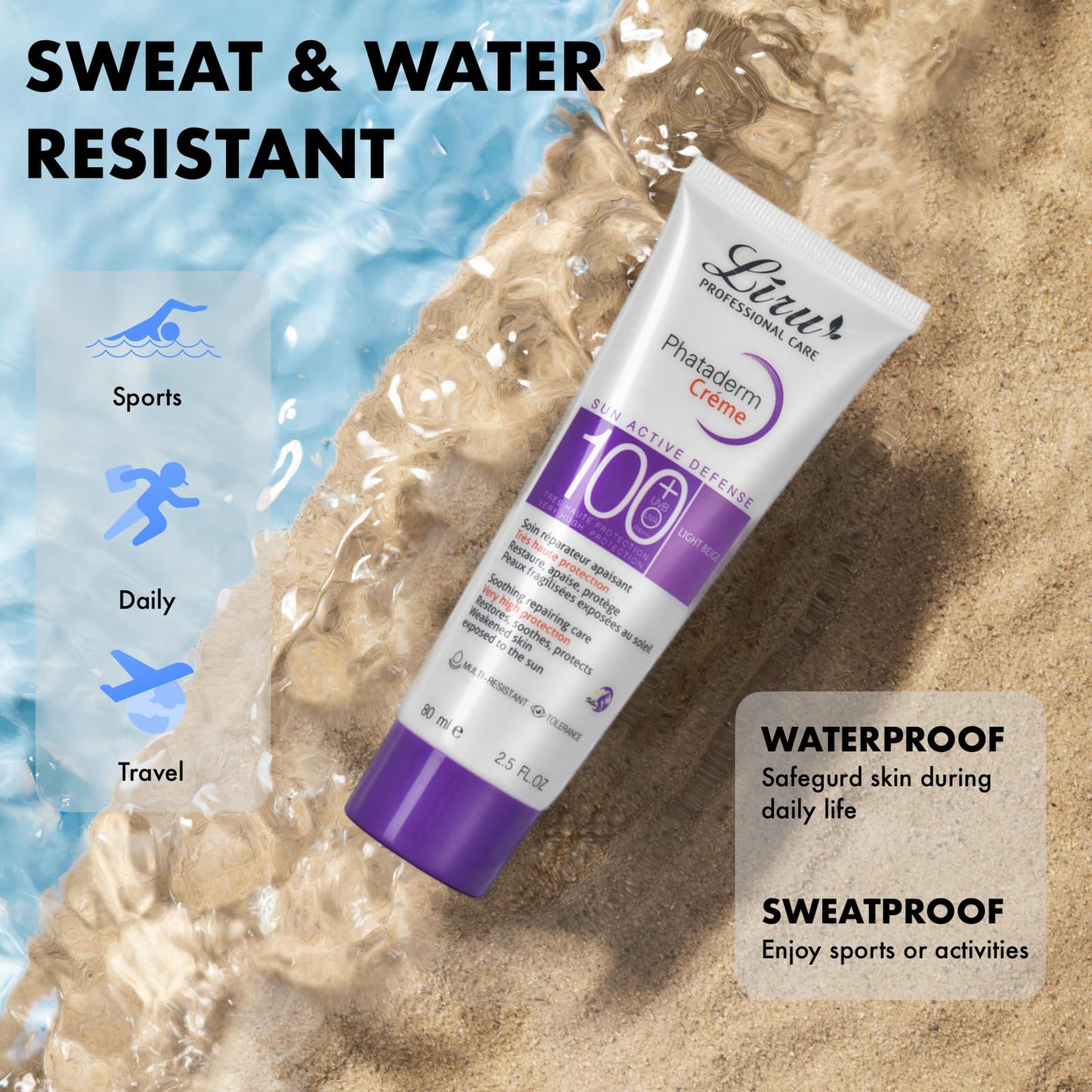 CTUBLIAUNX Spf 100 Sunscreen, Broad Spectrum UV Protection for Face & Body, Long-Lasting Hydration, Lightweight and Non-Greasy Formula, Sweat & Water Resistant Sun Cream
