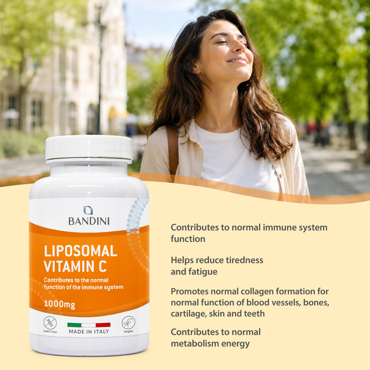 BANDINI Bandini® Liposomal Vitamin C | High Strength Ascorbic Acid Capsules, High Absorption & Bioavailability | Immunity, Energy, Skin Support - Boosts Collagen & Reduces Fatigue (180 Count (Pack of 1))
