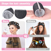 BELICOO 60 PCS Hair Rollers with Clips, 5 Sizes(60/48/36/25/15mm) Hair Curlers Rollers with 28 Metal Clips, Perfect for Long Medium Short Thick Hair (Black)