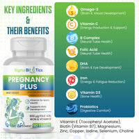 SigmaBiotics Pregnancy Multivitamin | 800 µg Folic Acid, Iron, Vitamins D3 and C, Omega-3, B Complex, Zinc and Probiotics, Prenatal Support for Mom’s Energy, Immunity, and Baby's Growth | 90 Tablets