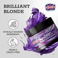 Ronney RONNEY Purple Hair Mask for Blonde Hair - Supports No Yellow Shampoo - 300 ml Blonde Hair Mask for Blonde, Bleached, Grey and Silver Hair Colour - Add Shine, Cool Tone, Lighten and Soften