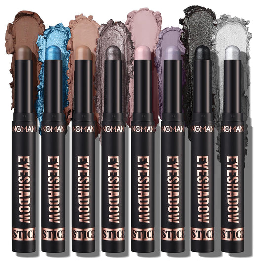 LANGMANNI 8Pcs Eyeshadow Stick Gift Set,Soft Smooth Cream With Matte Earth & Metal Colors, Waterproof & Long-Lasting, Beauty & Personal Care Eye Shadow Stick For Daily Makeup & Special Occasions (#C)