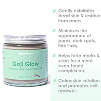 WildMint Goji Glow Natural Scrub | Exfoliating & Renewing Body & Face Scrub for Dry Skin | Gently Removes Dead Skin | Helps Acne & Hyperpigmentation | UK Made Vegan & Cruelty-Free Skincare | 120ml