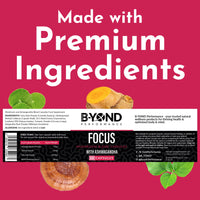 B-YOND Performance Mushroom Complex Supplement for Focus - Premium Brain Supplement with Ashwagandha, Turmeric, Reishi, & Gotu Kola for Focus & Memory Support - for Women & Men by B-Yond Performance, 60 Capsules