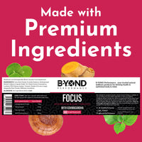 B-YOND Performance Mushroom Complex Supplement for Focus - Premium Brain Supplement with Ashwagandha, Turmeric, Reishi, & Gotu Kola for Focus & Memory Support - for Women & Men by B-Yond Performance, 60 Capsules