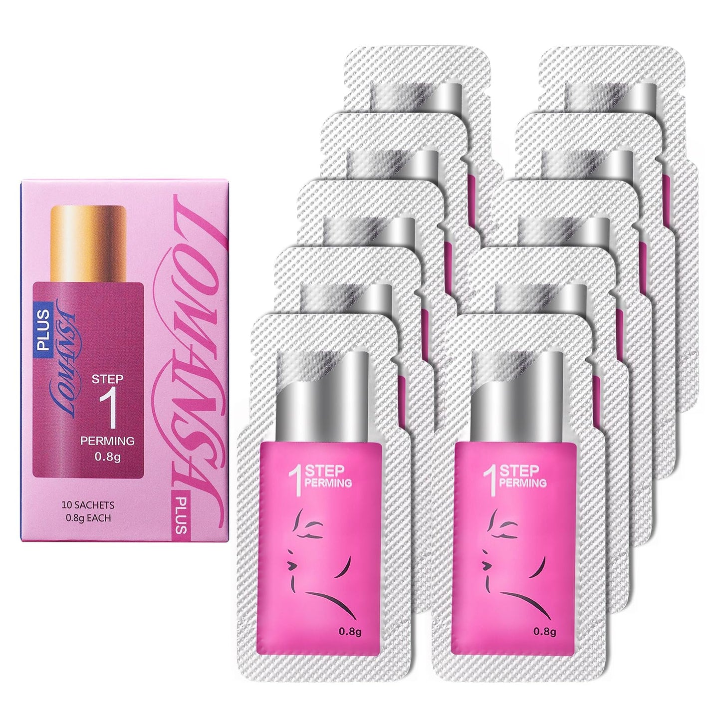 Lomansa Lash Lift Lotion, Lash Lift Kit, Separate Steps Perming Lotion, Individual Sachets For Eyelash Perming and Brow Lamination, 10 Sachets, 0.8g Each (STEP 1)