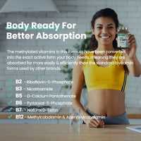 Vitamin B Complex Supplement - 11 B Vitamins (B1, B2, B3, B4, B5, B6, B7, B8, B9, B10, B12) - Plus VIT C - 120 Tablets - High Strength Advanced Formula for Easy Absorption - Made in UK by VitaBright