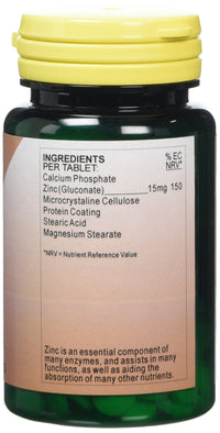 Health Plus Zinc 15mg Mineral Supplement - 90 Tablets