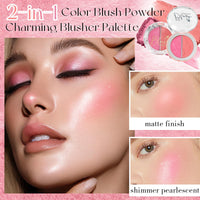 Prreal Powder Blush, 2-in-1 Color Blush with Matte and Shimmer, Radiant Blush Growing, Blendable Formula Powder Blusher Palette Eyeshadow, Fine Lightweight Face Blusher Makeup,#02