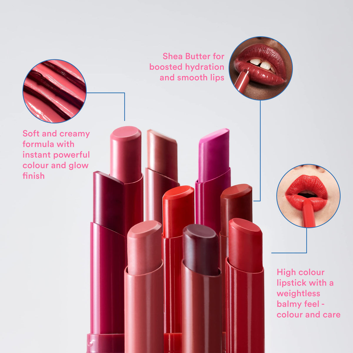 3INA MAKEUP - The Color Lip Glow 385 - Berry Pink Colour Lip Balm with Shea Butter to Moisturise the Lips - Shiny and Glowy Colour Lipstick - Highly Pigmented Lip Colour
