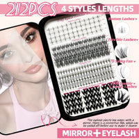 QUKLOGEN DIY Lash Extension Kit 782Pcs D Curl 4 Styles Individual Lash with Bottom Lash Clusters Bond and Seal,Quick Glue Remover Tweezers Eyelash Brush Mini Applicator (LASH001)