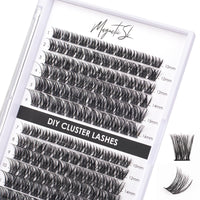 Magnetic SL Individual Lashes 144 Cluster Lashes 3D False Eyelashes Natural Look D Curl Reusable Fluffy Individual Cluster Lashes Soft Eyelashes DIY Cluster Eyelash Extensions Mix 10-16MM-DM01