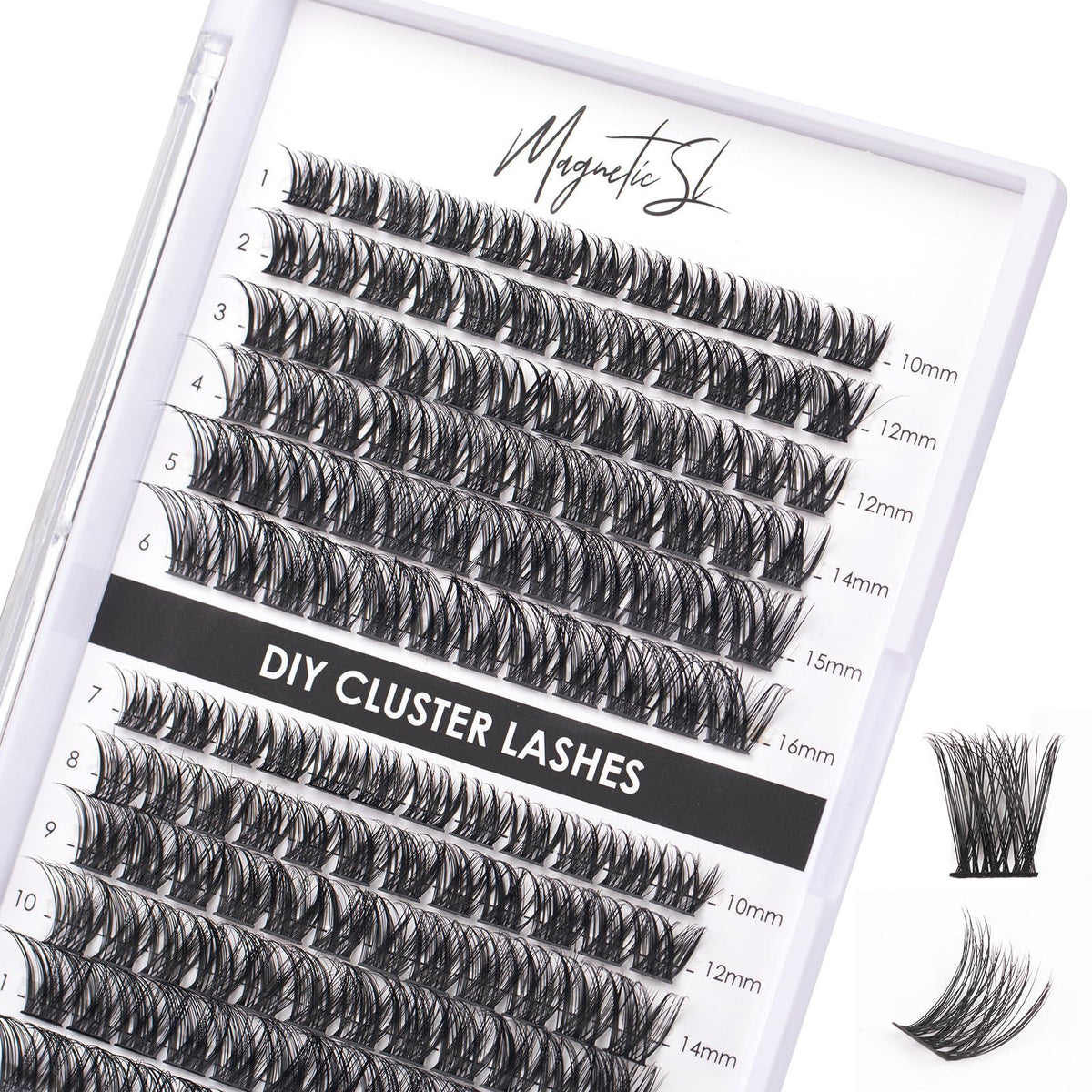 Magnetic SL Individual Lashes 144 Cluster Lashes 3D False Eyelashes Natural Look D Curl Reusable Fluffy Individual Cluster Lashes Soft Eyelashes DIY Cluster Eyelash Extensions Mix 10-16MM-DM01