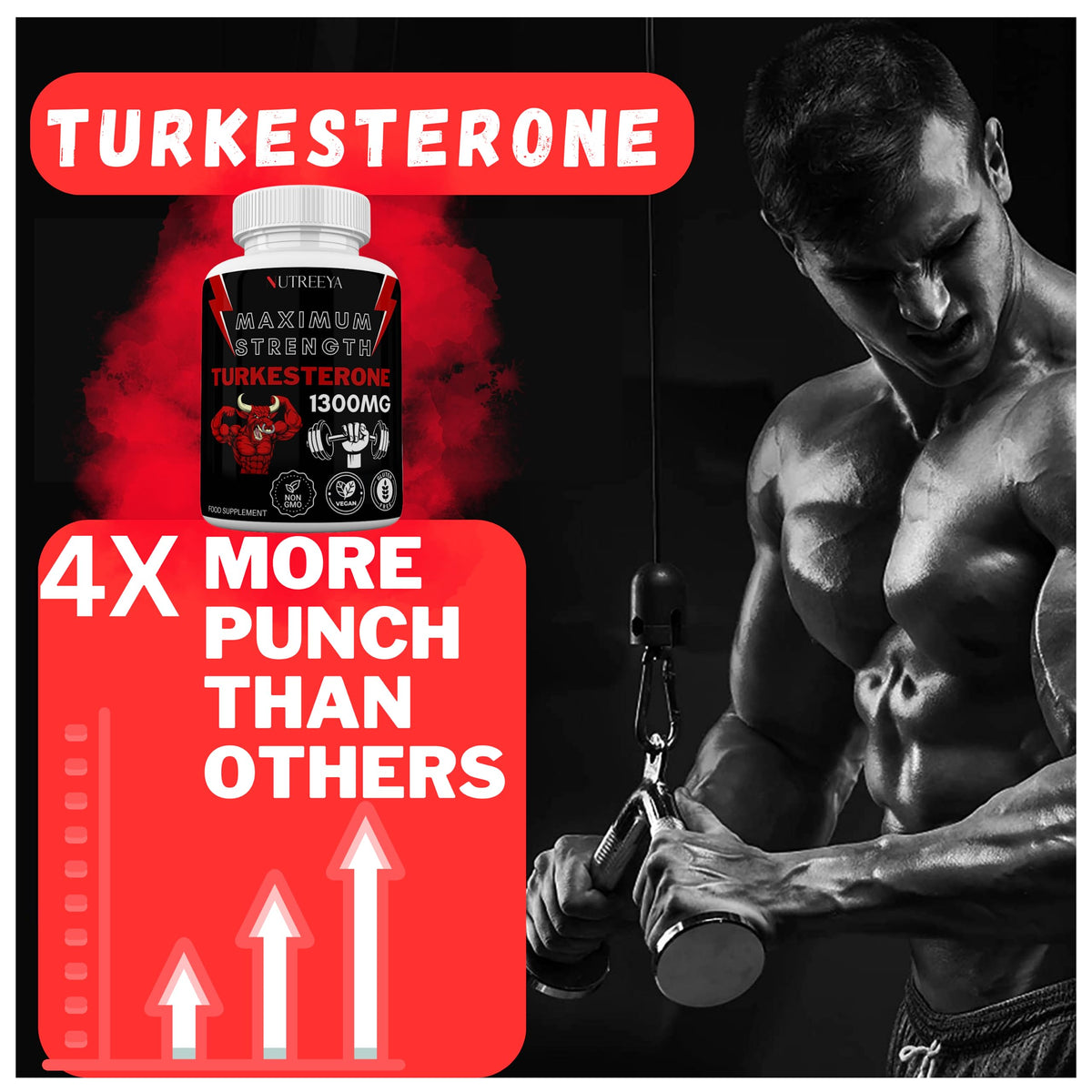 Nutreeya Turkesterone -1300mg Max Strength Ajuga Turkestanica Extract, Vegan, Gluten Free, (Not Turkesterone Capsules) (Pack of 1 (60 Pills))