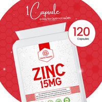 Zinc - 15mg - 120 Capsules - 4 Months Supply - Suitable for Vegetarians & Vegans - Harla Health - Make in The UK - GMP Codes of Practice
