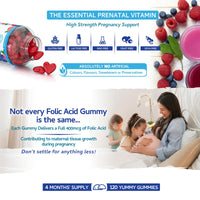swiss bioenergetics Folic Acid Gummies - 400μg, 120 Natural Berry Flavoured & Vegan Gummies - High Strength Vitamin B9 Folic Acid Pregnancy Support Prenatal Vitamin - No Artificial Sweeteners or Flavours – UK Made
