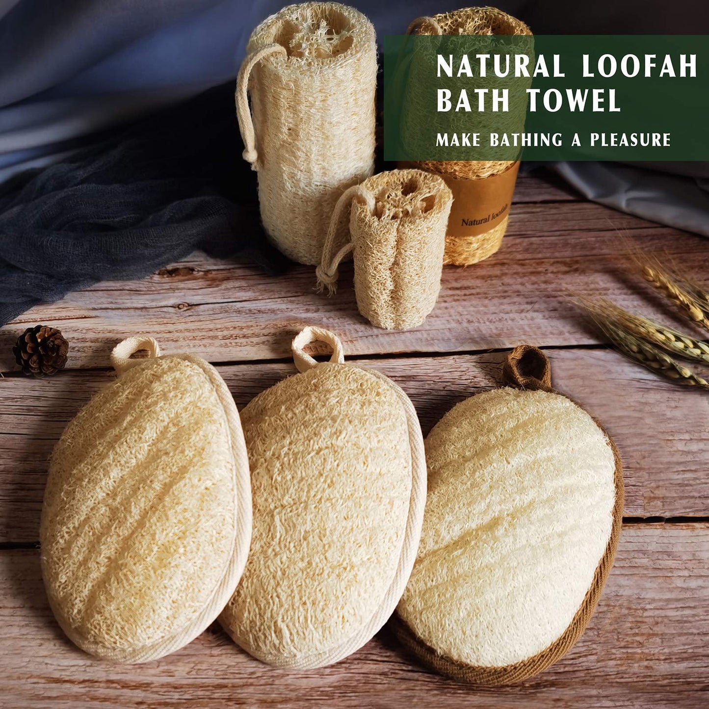 YIQINGJIE Natural Loofah Sponge Exfoliating Body Scrubber,2 Pack