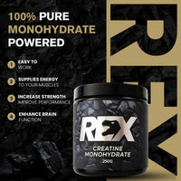 TREX FITNESS Creatine Monohydrate Powder 250G - 100% Clean and Unflavoured Creatine | Micronized Gym Supplements | Pure Vegan Creatine for Men & Women | ISO Certified Performance & Muscle Recovery Supplement