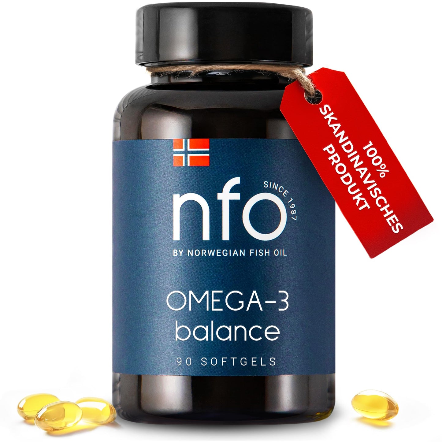 NFO Omega 3 Balance [90 Capsules] High Dose Fish Oil with High DHA Concentration in the Form of Triglycerides with Vitamin E Natural Complex of Freshly Caught Wild Fish Made in Finland