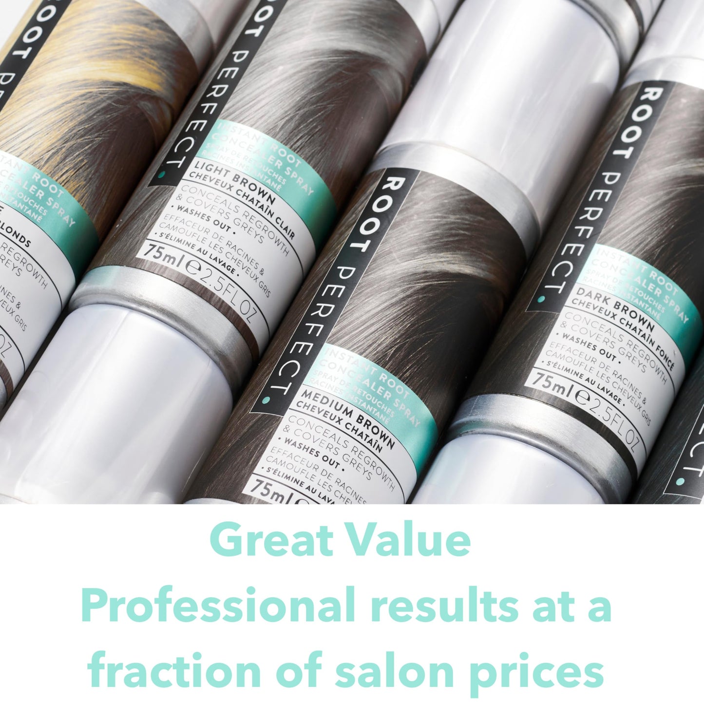 ROOT PERFECT Root Touch Up Spray – Blonde 125ml, Instant Root Concealer for Grey Coverage, Temporary Hair Colour Spray, Quick-Dry, Hair Disguise Solution