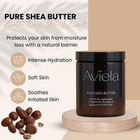Aviela 100% Pure Shea Butter Face & Body Moisturiser | Intense Hydration & Soft Skin | Suitable for All Skin Types | Vegan & Cruelty Free | 100% Natural Skin Care, 180ml