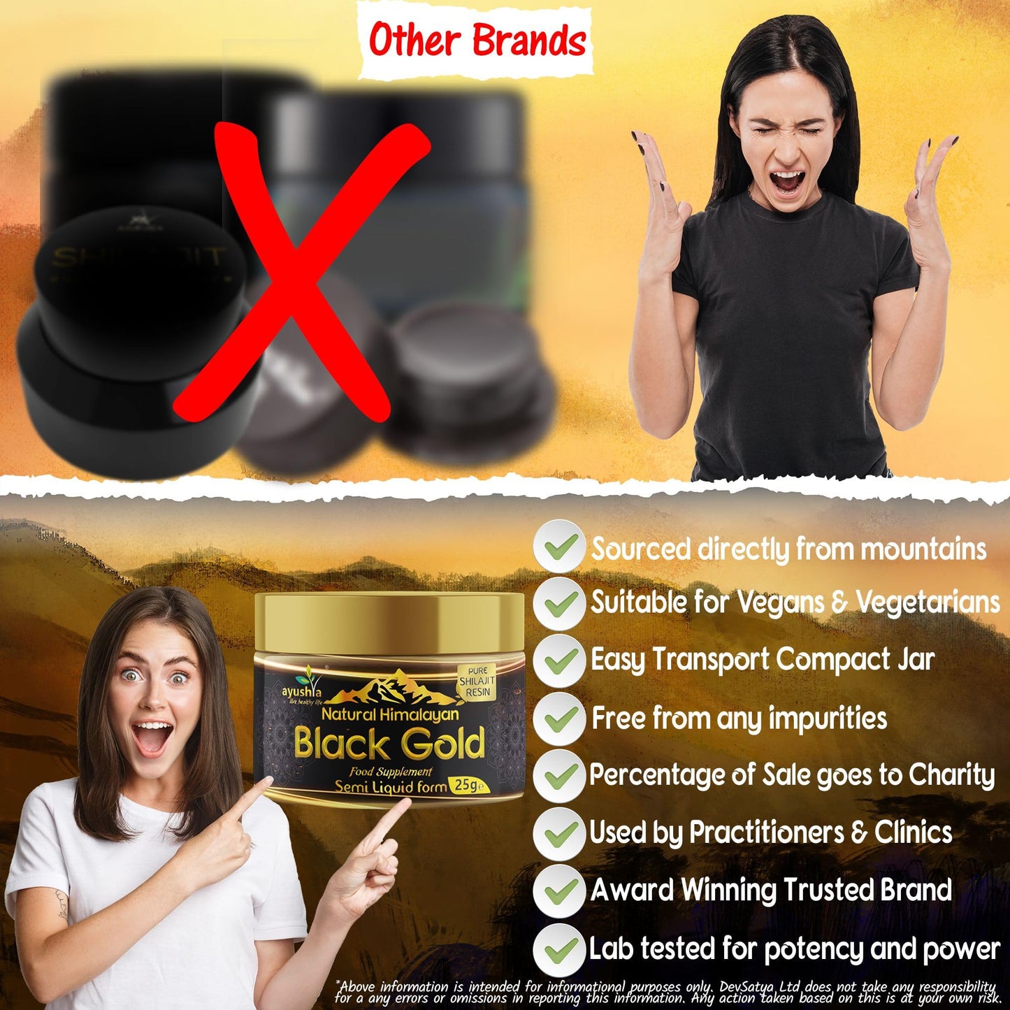 Ayushya Black Gold Pure Himalayan Shilajit Resin - Plant Derived Fulvic Minerals Immune Support - 25 grm/ml