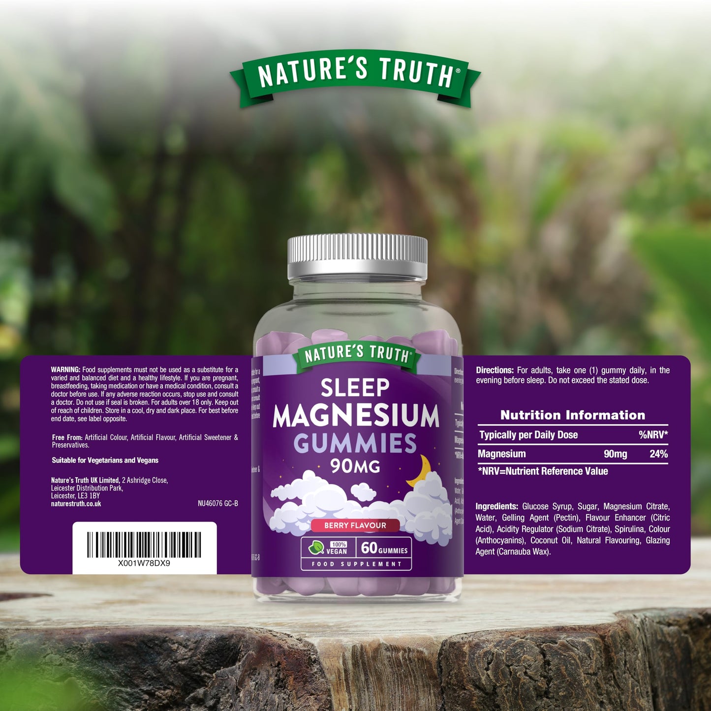 Magnesium Gummies for Sleep | 5400mg Magnesium Citrate Per Bottle | Two Month Supply | 90mg x 60 Berry Flavour Vegan Gummies | Nature's Truth