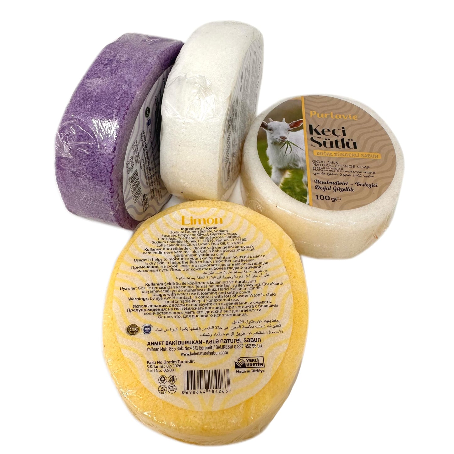 Rigasz Purlavie Exfoliating Sponge Soap Set 4 x 100 gr. – Natural and Renewing Cleaning Experience