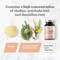 Free Soul Liver Supplement - Advanced Liver Cleanse, Detox & Repair | High Strength Liver Care with Choline, Dandelion Root, Turmeric, Artichoke, Ginger, Acai and More | 120 Tablets Gluten Free & Vegan