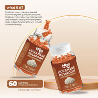 Izkan Mushroom Gummies 1000mg - Lion Mane Mushroom Gummies Supplement Promotes Focus, Memory, and Mood - 60 Count (Mixed Berry Flavor, Halal, Gluten-Free, Vegan) (3)