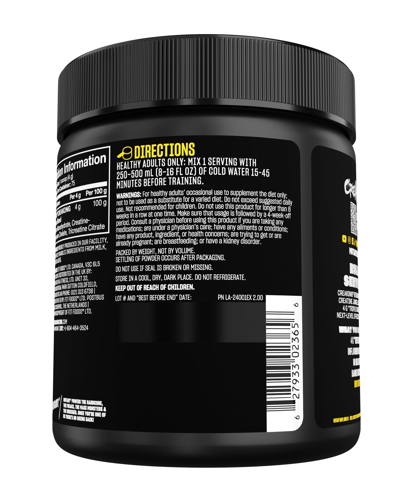 Mutant MUTANT CREAKONG – Advanced Creatine Supplement with Triple Creatine Blend for Muscle Strength, Size & Performance – Unflavoured, Banned Substance Tested – 300g (75 Servings)