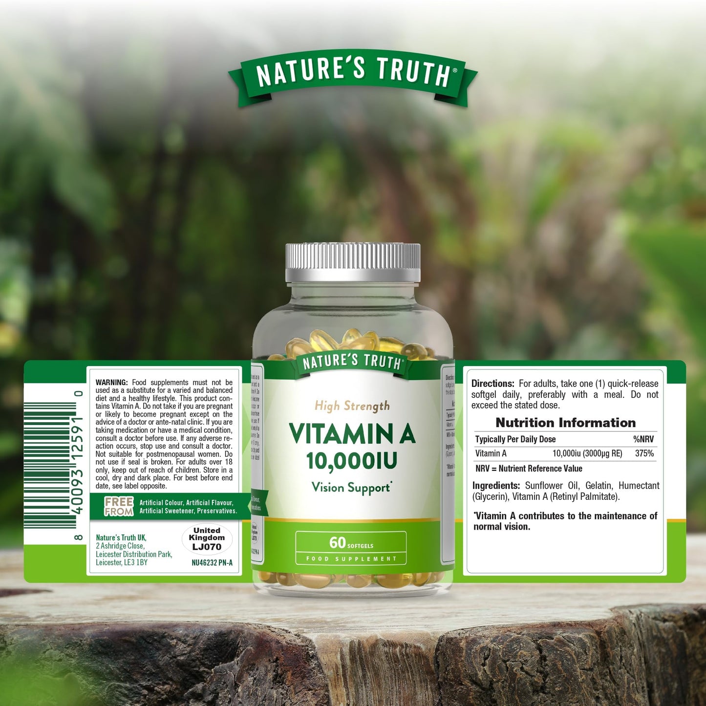 Nature's Truth Vitamin A 10,000iu - 60 Softgels - High Strength Vision Support
