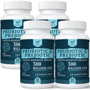 300 Billion CFU Probiotics for Digestive Gut & Immune Health, Advanced Strength Probiotics with 12 Diverse Strains + 3 Prebiotics for Women & Men (60 Count (Pack of 4))