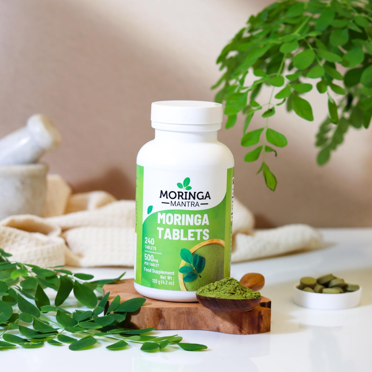Moringa Mantra Moringa Leaf Powder Tablets 240 nos from Organic Farming, 500 mg Per Tablet