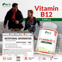Vitamin B12 1000mcg - 400 High Strength Vegan Tablets - VIT B12 Methylcobalamin - 13 Month Supply - Contributes to The Reduction of Tiredness & Fatigue