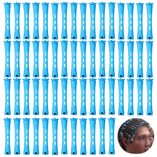 Vierone Perm Rods Perm Kit 60 PCS Small Size Hair Curlers Rollers 0.35 Inch Hair Rollers Perm Kit Short Hair Men Home Perm Kits for Long Short Hair Styling Tool Hair Curlers for Women and Men (Blue)