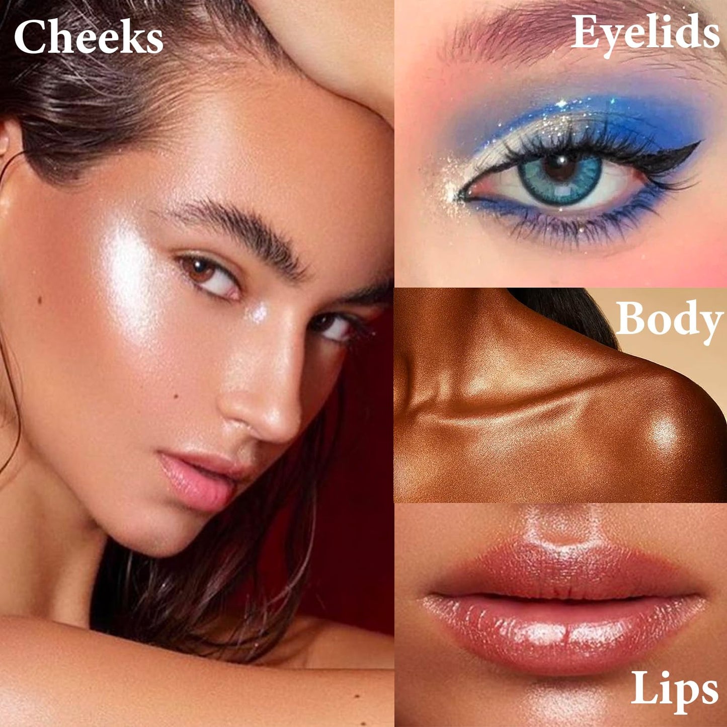 LYNTYAOU Highlighter Powder Makeup Palette, Diamond Shine Highlighter, Face Highlighter Palette, Long Lasting Lightweight Shimmer Colors for Highlighting and Contouring (Pearl White)