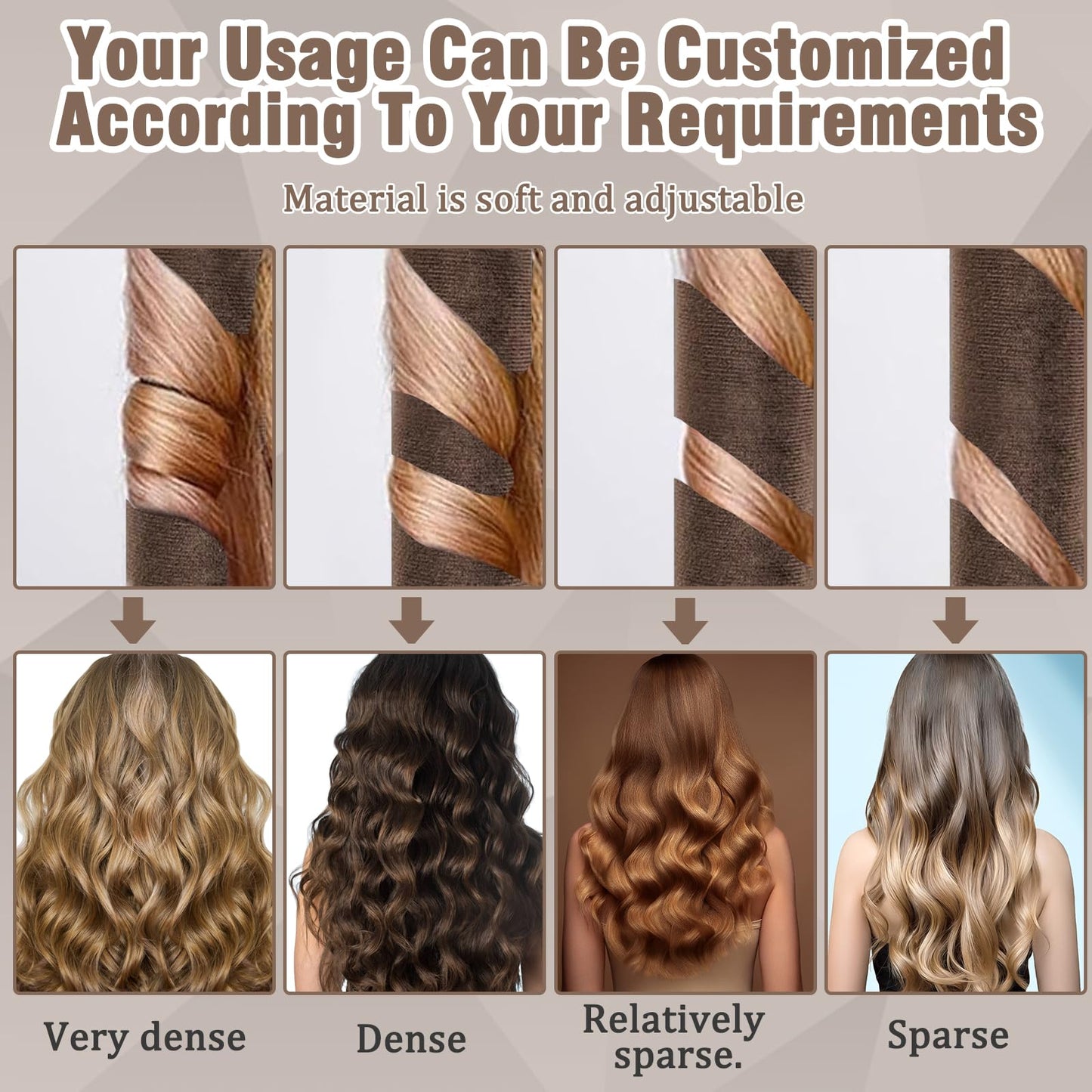 ExcellaElite 3Pcs Heatless Blowout Rods,Overnight Blowout Rods for Long Hair,Heatless Curling Rod No Heat for All Hairs,Heatless Rods,Sleeping Lazy Curler Set,for DIY Hair Styling Tools (Brown)