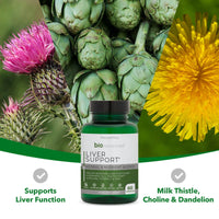 NaturesPlus BioAdvanced Liver Support - Liver Health Supplement with Turmeric, Artichoke, Milk Thistle, Dandelion, Choline and Methyl Bs - Gluten, Dairy and SOYA Free - Vegan - 60 Capsules