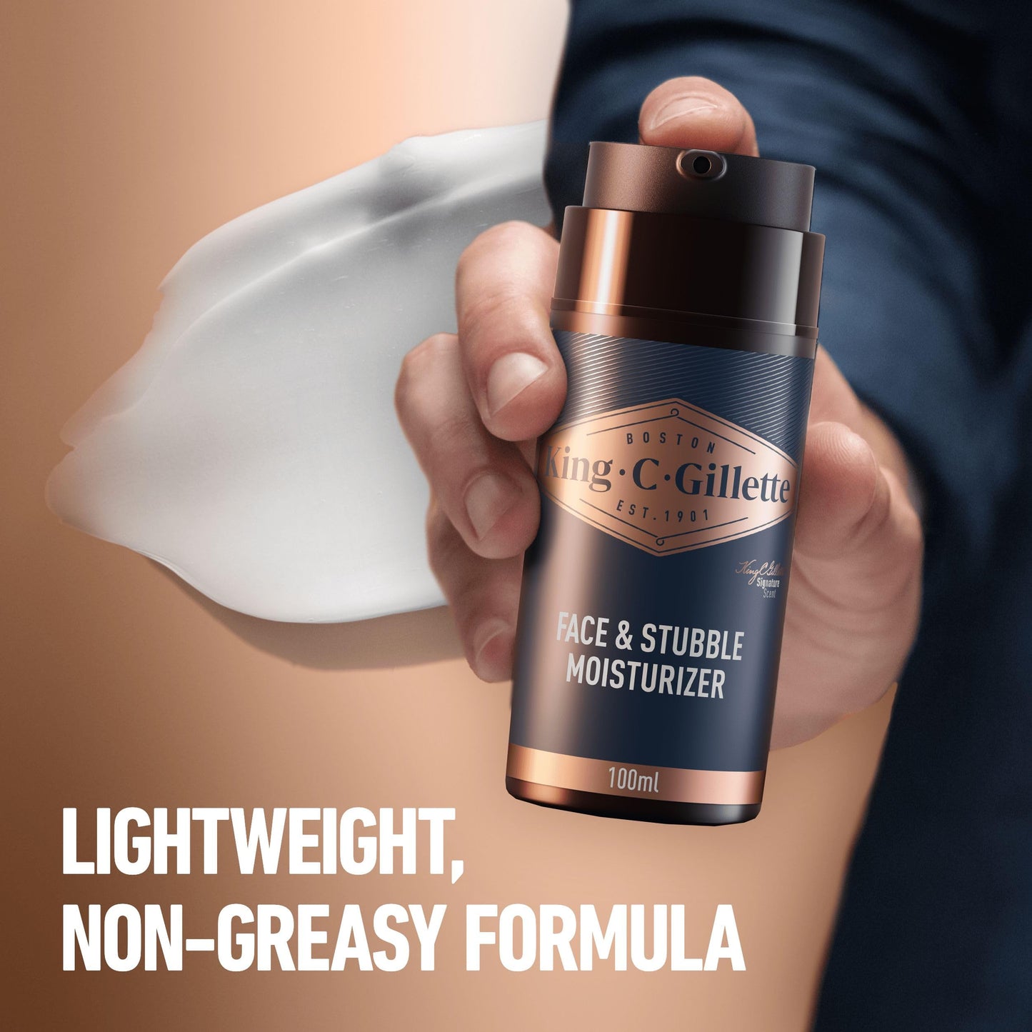 King C. Gillette Face & Beard Moisturiser for Men, 100 ml, with Vitamin B (B3), B5 Complex & Argan Oil, Beard Softener for Men