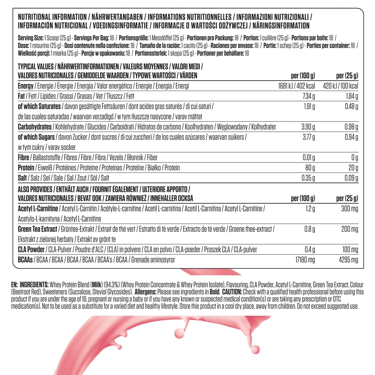 Applied Nutrition Diet Whey - High Protein Powder Supplement, Low Carb & Sugar, for Weight Management with CLA, L Carnitine, Green Tea (450g - 18 Servings) (Strawberry Milkshake)