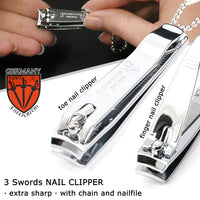 3 Swords Germany - manicure set with toe nail clipper, finger nail clipper, nail file and tweezers - brand quality since 1927
