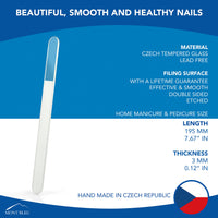 Mont Bleu Large Colour Crystal Nail File in Black Pouch - Genuine Czech Tempered Glass - Handmade in Czech Republic