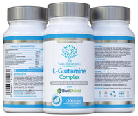 swiss bioenergetics L-Glutamine Complex with Butyric Acid, Glucosamine (N-Acetyl-D), Marshmallow Root, Slippery Elm Bark, Liquorice Root, Chamomile Flower, Mastic Gum, Quercetin & Zinc - UK Made and No Artificial Nasties